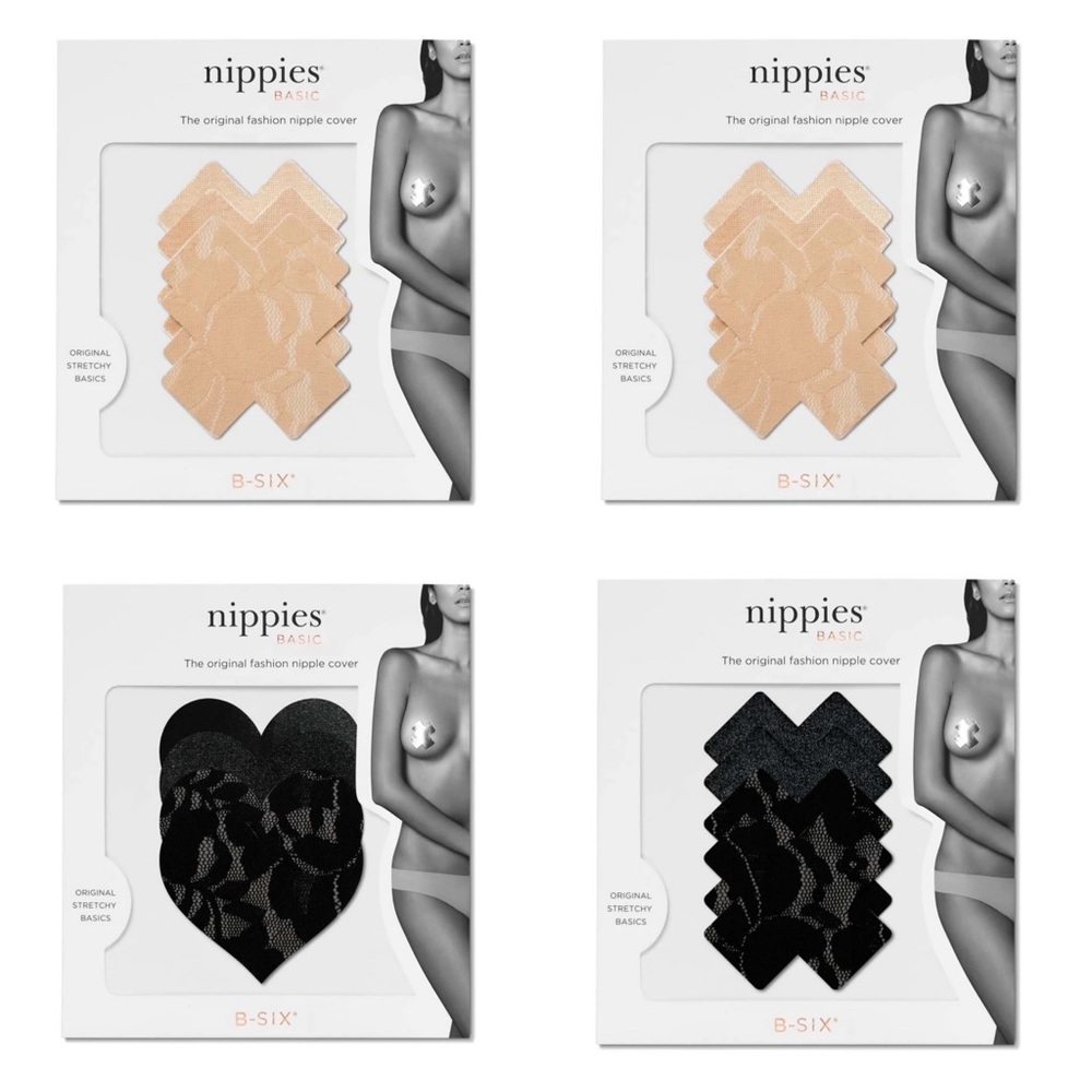 B-SIX NIPPIES BASICS LACE NIPPLE COVERS - 4 PACK - SIZE C